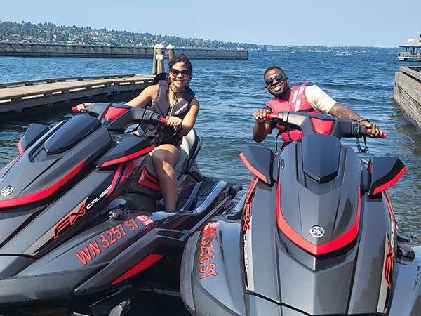 two people on a jet ski